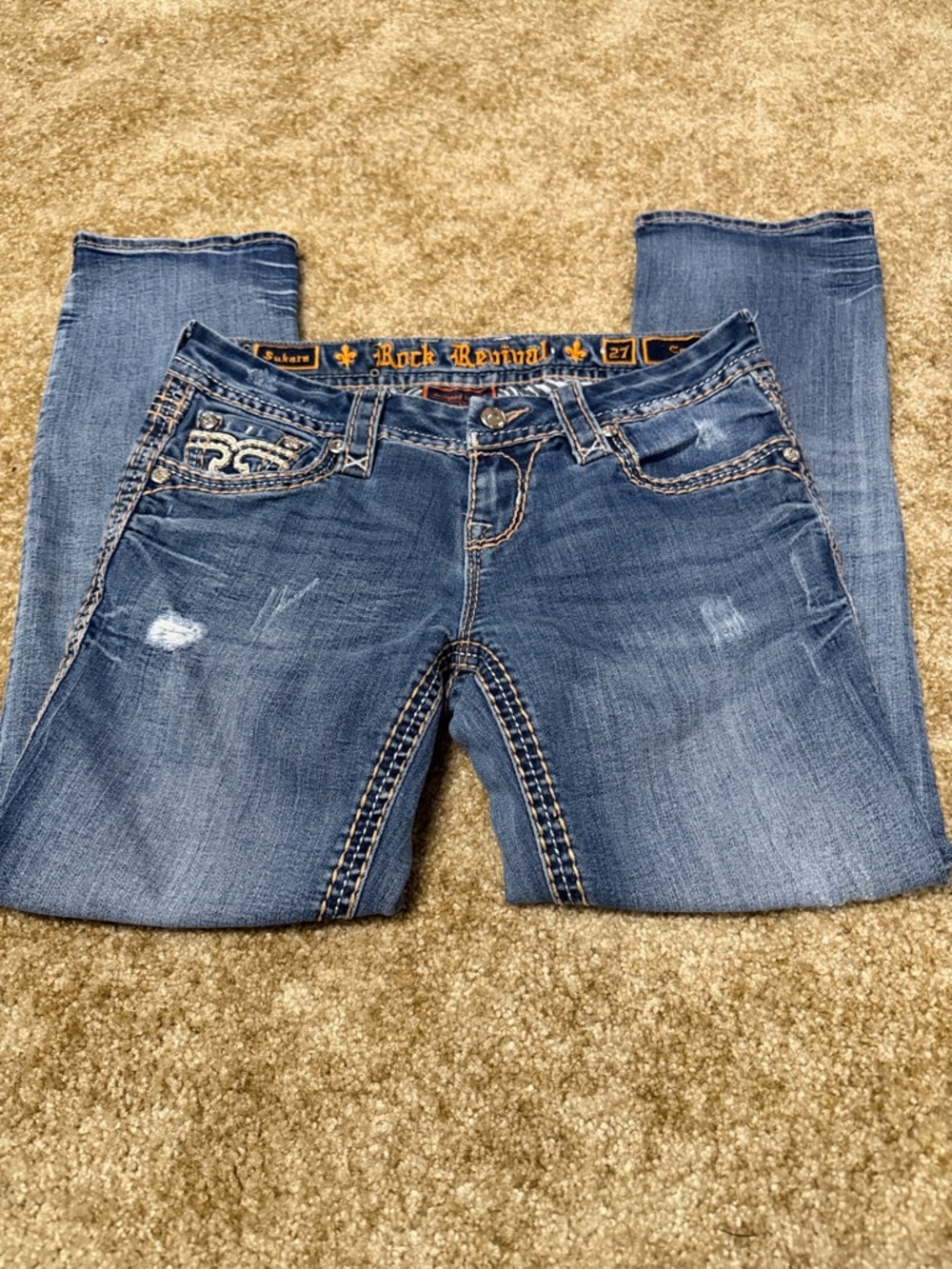 Rock Revival Women's Medium Wash Bootcut Jeans with Embroidered Pockets